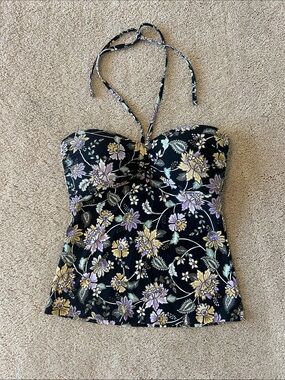 Floral Black Swim Top Size S